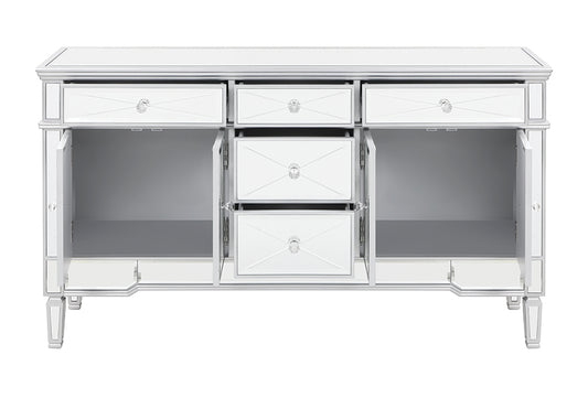 Jewel 5- Drawer Mirrored Accent Cabinet with Crystal Hardware