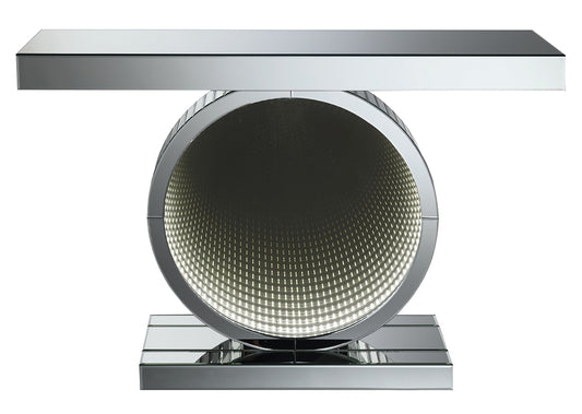 Josiah Circular Base Mirrored Console Table w- LED Lighting