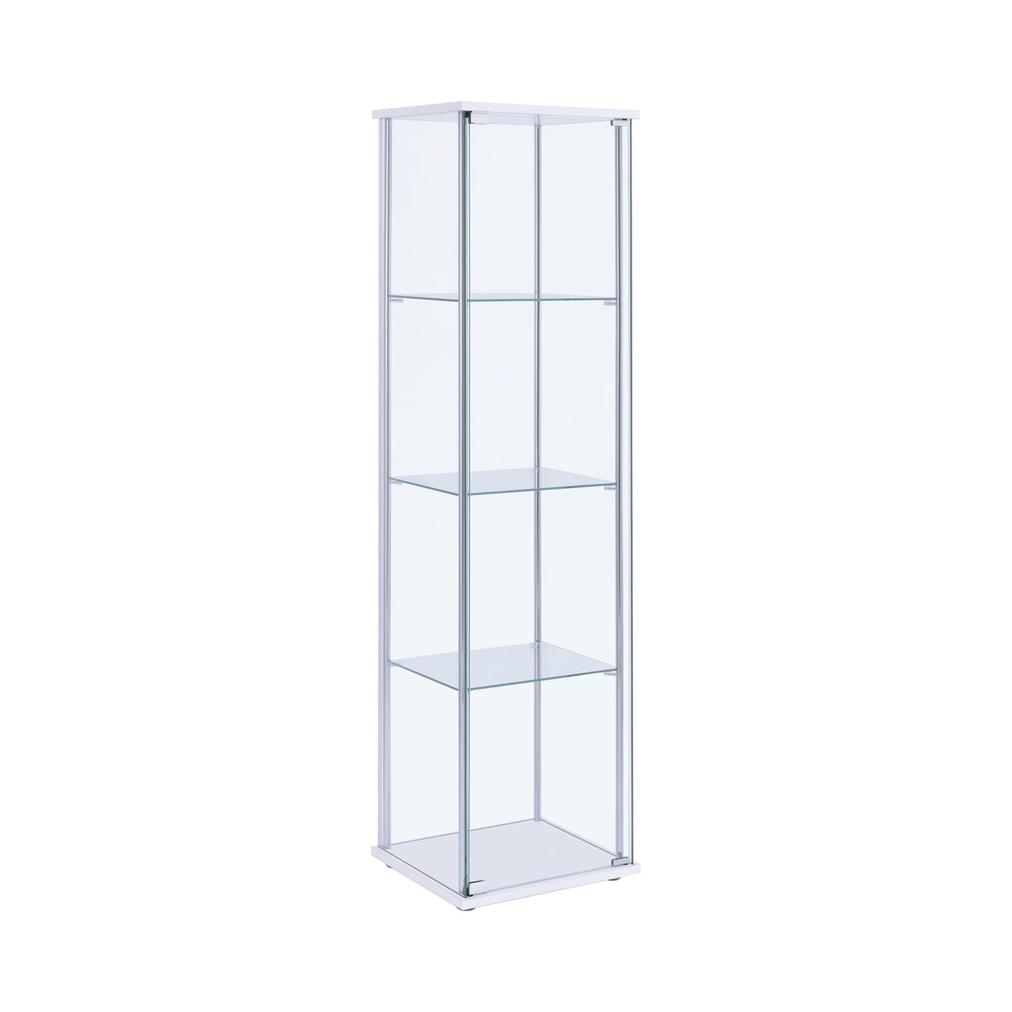 Rectangular 4-Shelf Curio Cabinet White And Clear