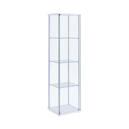 Rectangular 4-Shelf Curio Cabinet White And Clear