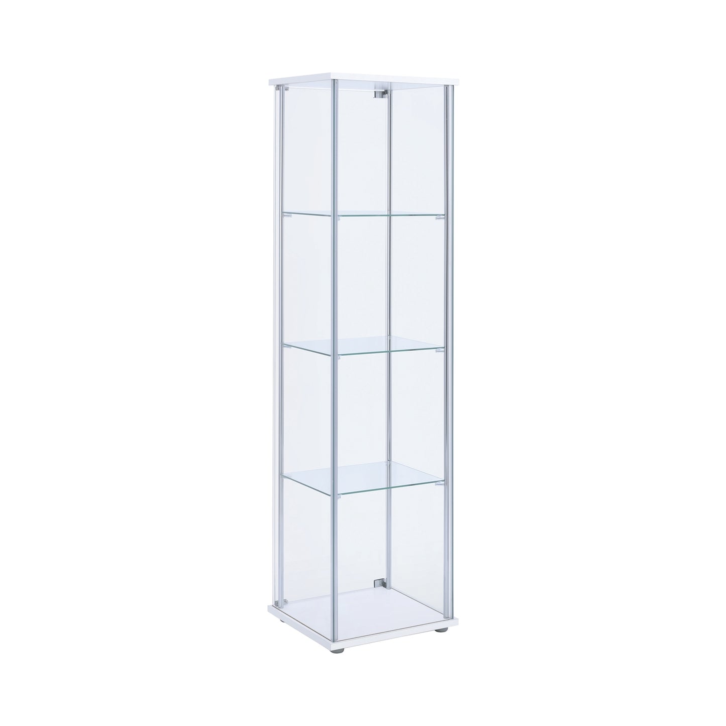 Rectangular 4-Shelf Curio Cabinet White And Clear