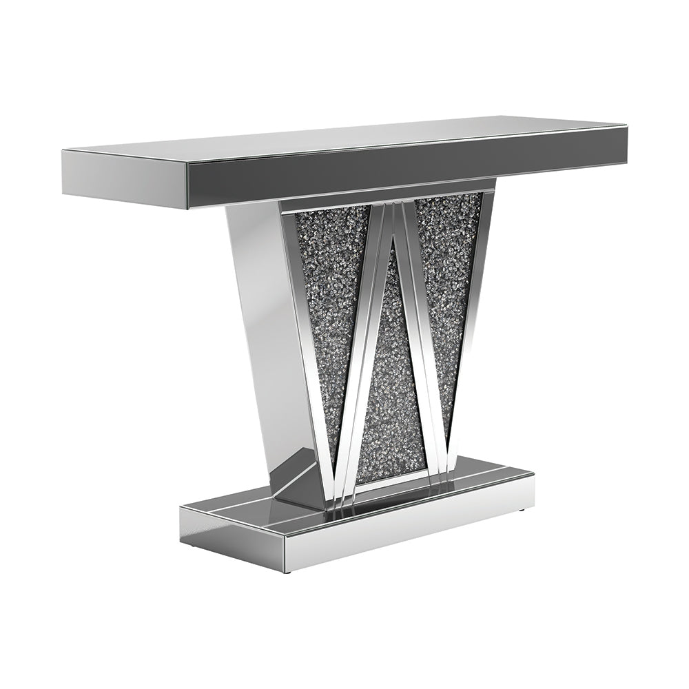 Kimball Silver Geometric Design Console Table