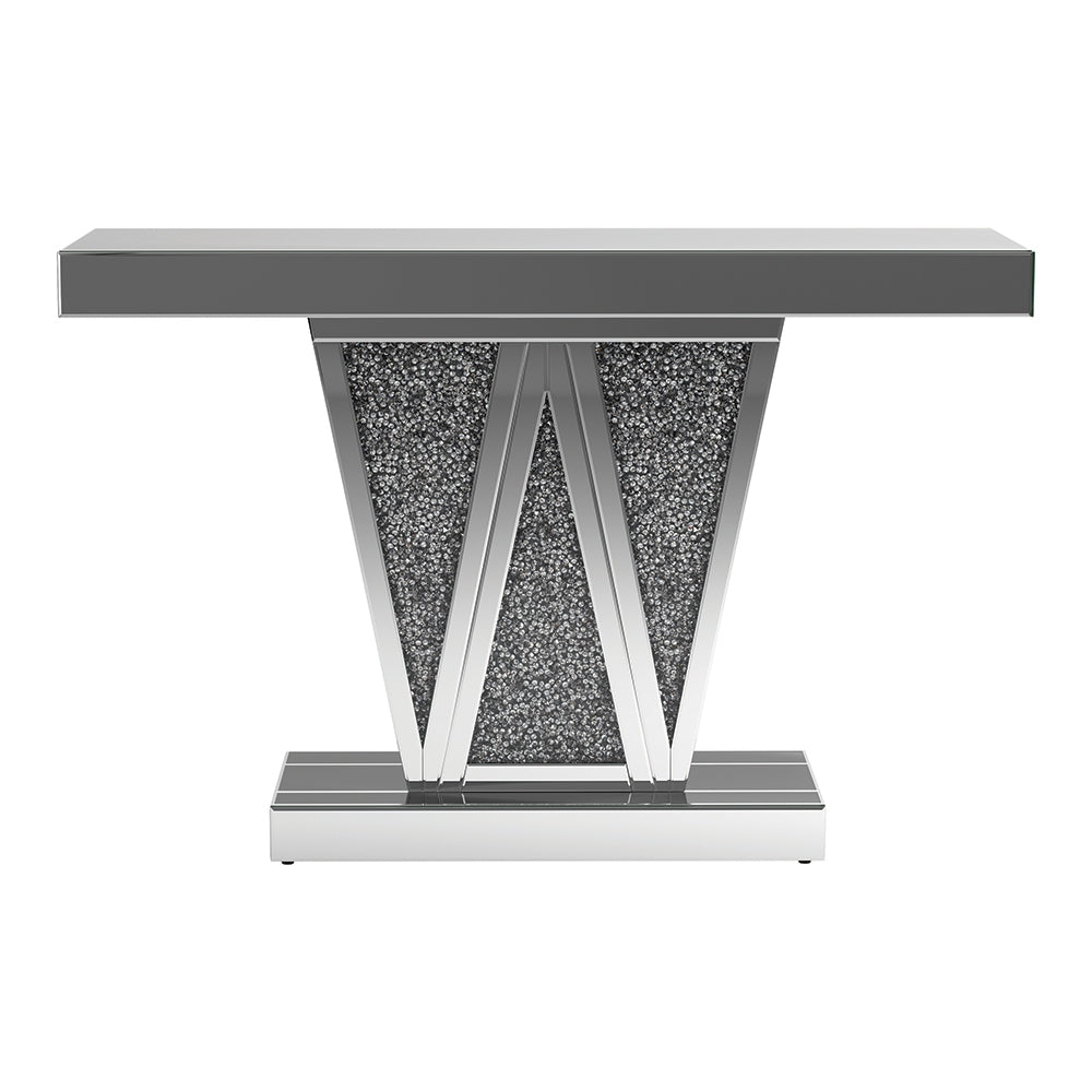 Kimball Silver Geometric Design Console Table
