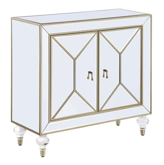 2-door Accent Cabinet Mirror and Champagne