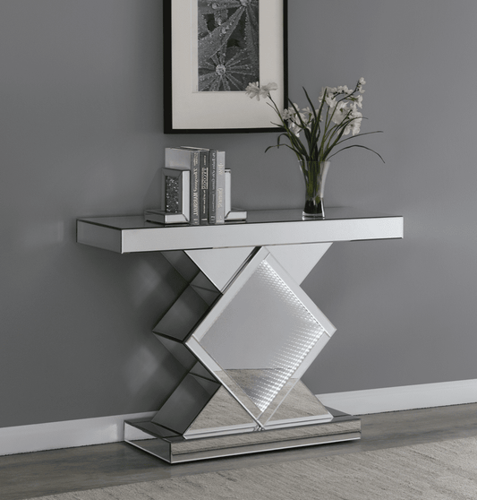 Mirrored Console Table With LED Lighting Silver