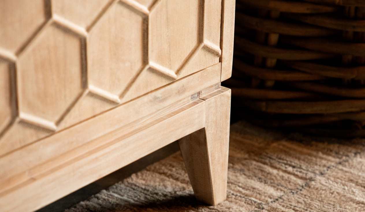 Eberto 2-Door Geometric Accent Cabinet White Distressed