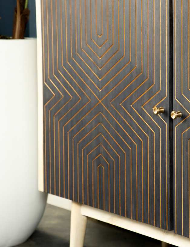 2-Door Accent Cabinet White Washed And Black