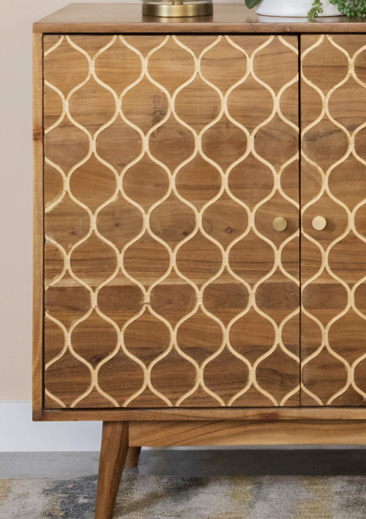 Gold Mermaid Pattern Accent Cabinet