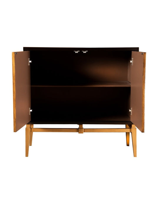 Sunburst 2-Door Accent Cabinet Brown And Antique Gold