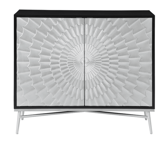 Rectangular 2-door Accent Cabinet Black and Silver
