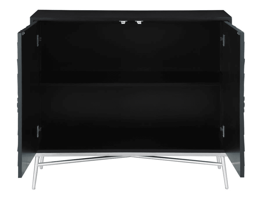 Rectangular 2-door Accent Cabinet Black and Silver