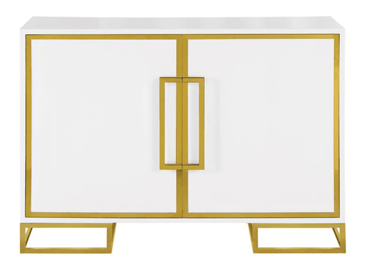 2-door Accent Cabinet with Adjustable Shelves White and Gold