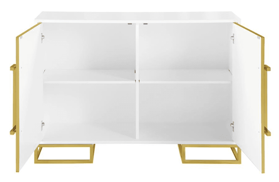 2-door Accent Cabinet with Adjustable Shelves White and Gold