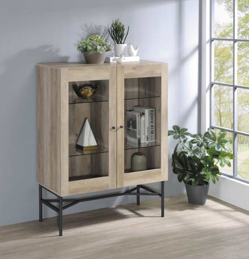 Hvor farvel se 2-door Accent Cabinet with Glass Shelves – Finally Home Furnishings LLC
