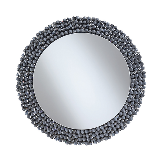 Round Wall Mirror With Textural Frame Grey