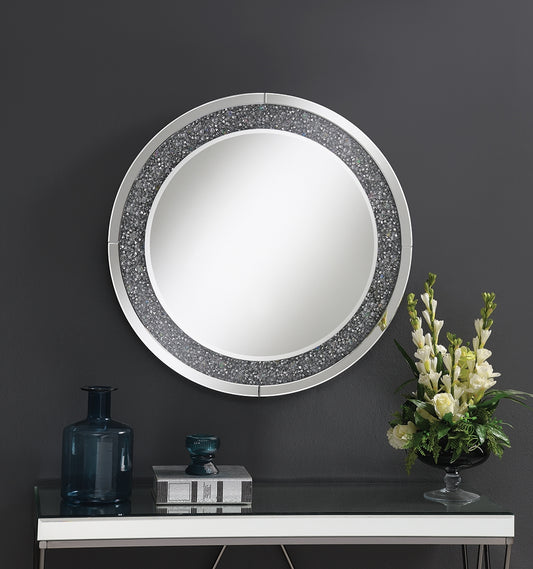Glam Style Round Wall Mirror w- Touch LED Lighting