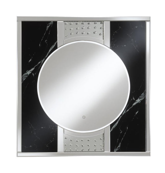 Square LED Wall Mirror Silver And Black