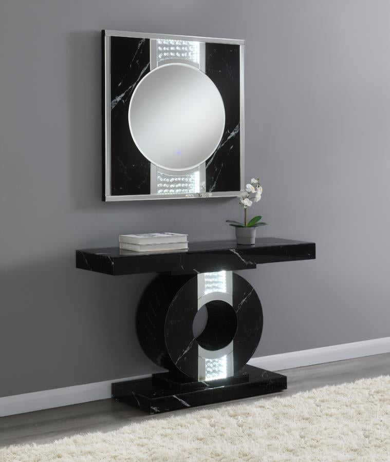Square LED Wall Mirror Silver And Black