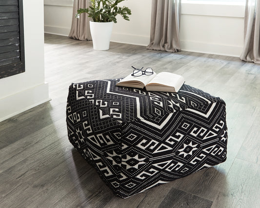 Jaki Black & White Accent Stool - Hand Crafted in India