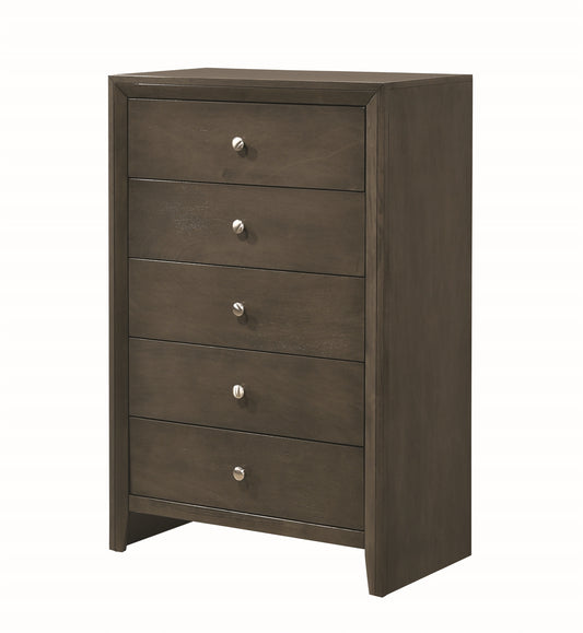 Peace II Transitional Style Gray 5 Drawer Chest