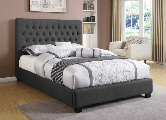 Jillian Charcoal Gray Tufted Full Size Bed