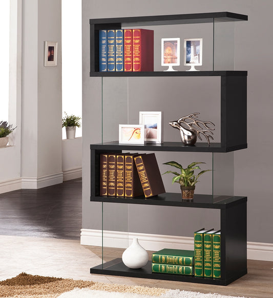 Magali Black Asymmetrical Snaking Bookcase