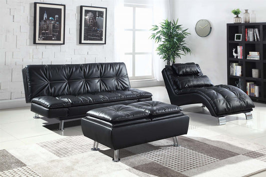 Dilleston Modern Black Padded Chaise Lounge