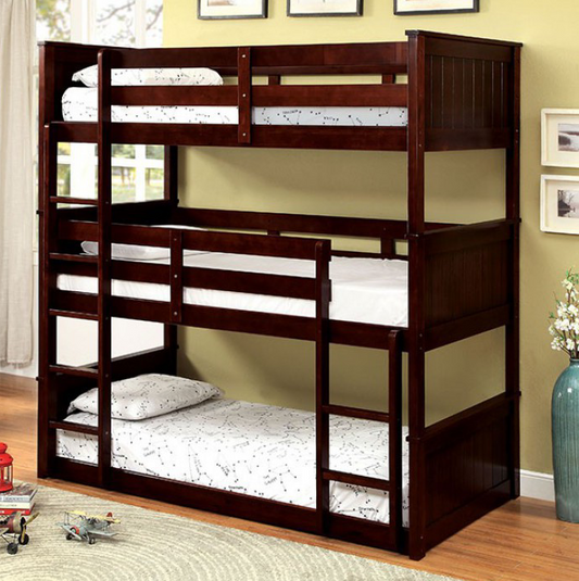 Therese Triple Twin Bunk Bed in Espresso