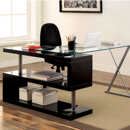 Bronwen Contemporary Black High Gloss Desk
