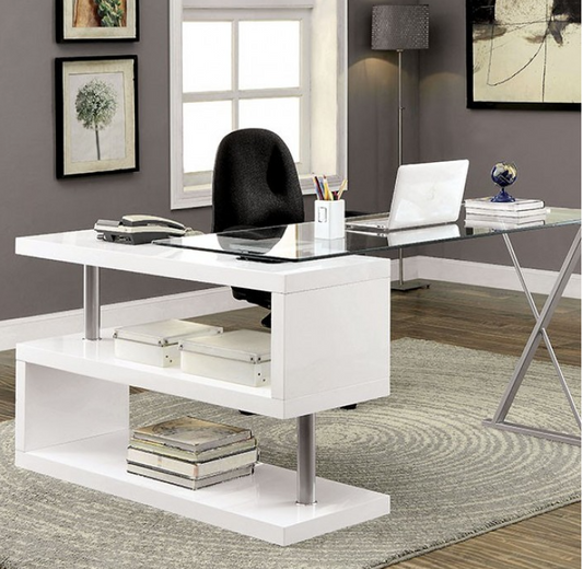 Bronwen Contemporary White High Gloss Desk