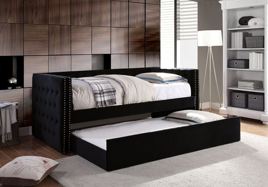 Susanna Modern Black Daybed with Trundle