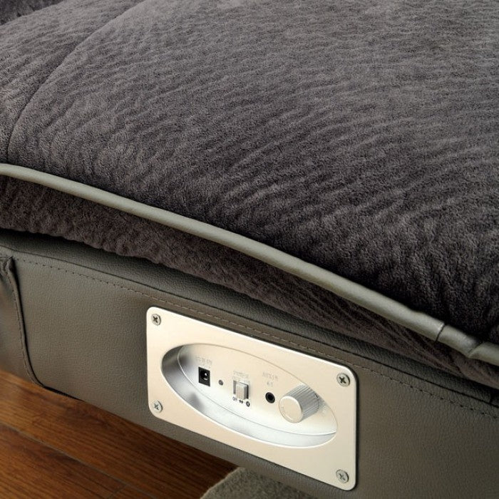 Gallagher Contemporary Futon Sofa in Gray-Chrome