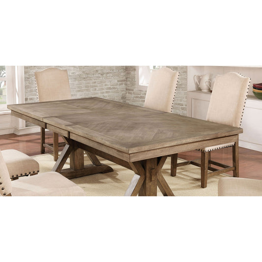 Julia 7 Piece Transitional Style Dining Set in Light Oak