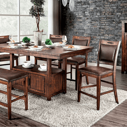 Wichita Rustic Counter Dining Set in Distressed Oak