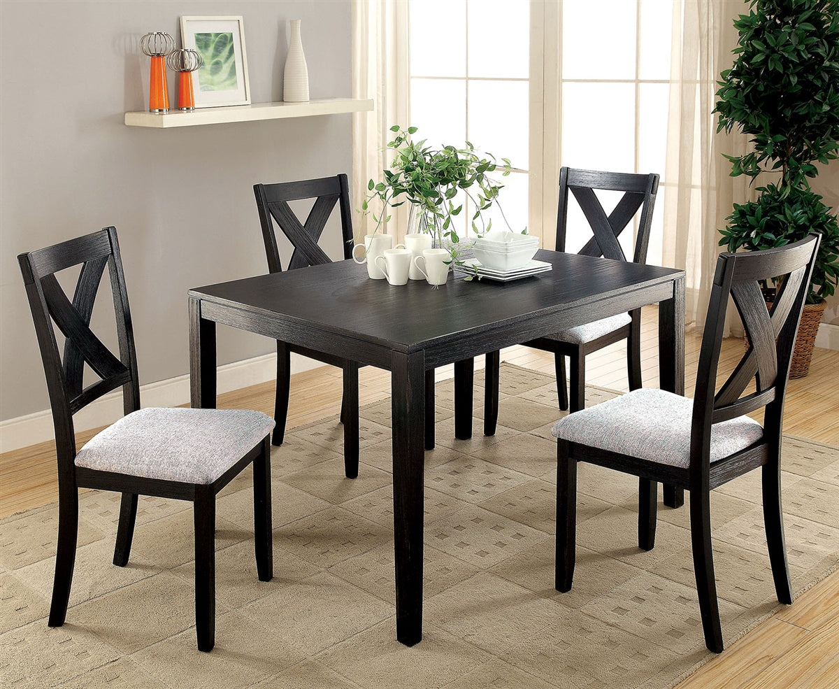 Glenham 5 Piece Brushed Black Finish Dining Set