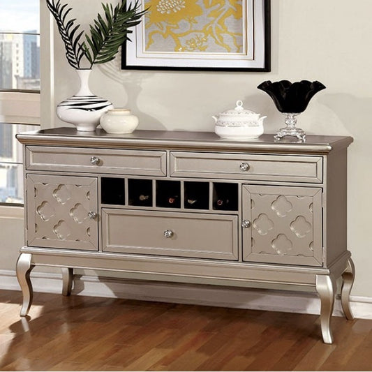 Amina Transitional Server w- Acrylic Hardware in Champagne
