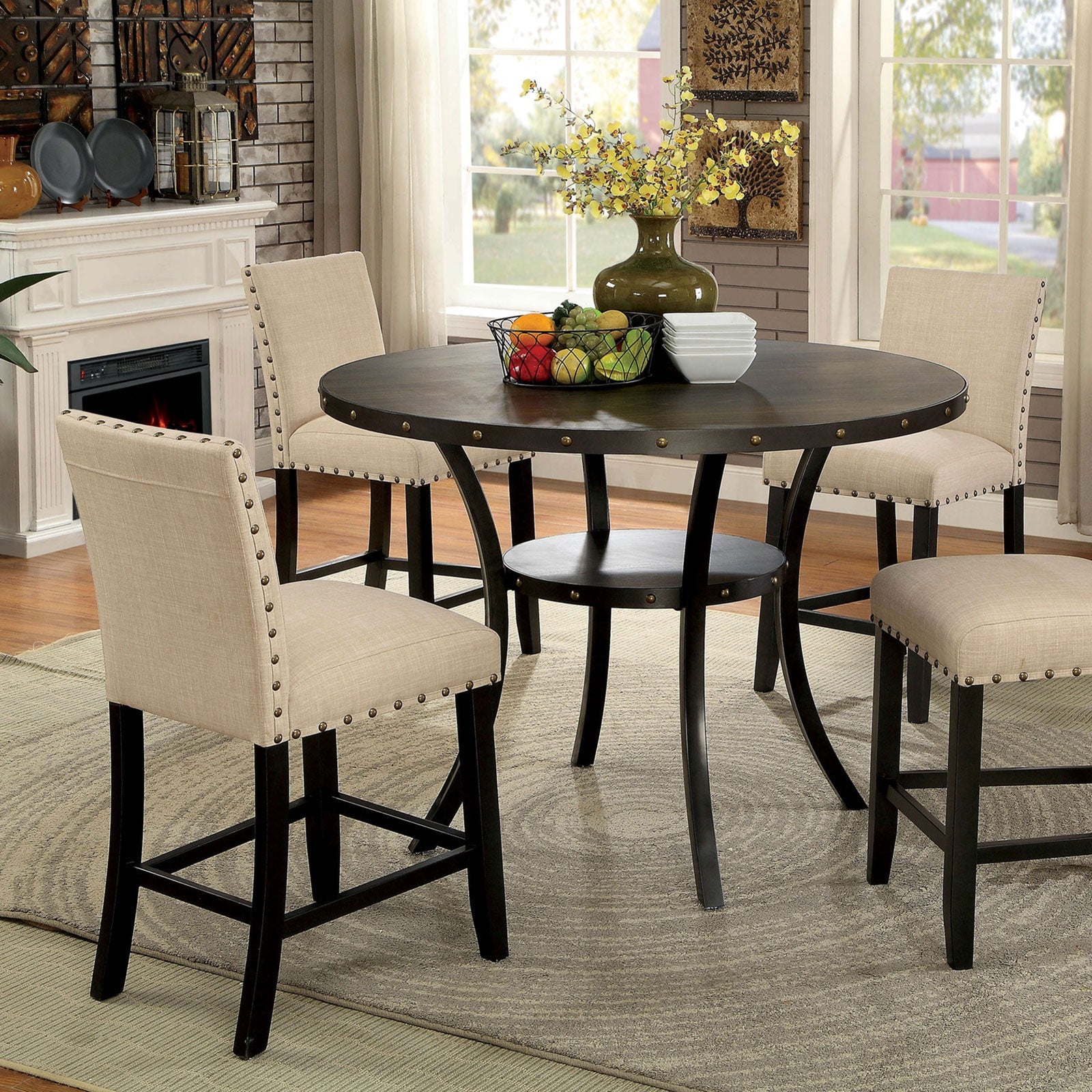 Kaitlin Light Walnut Round Counter Height Dining Table