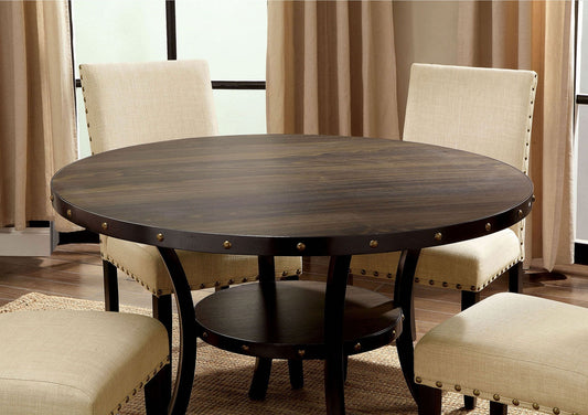 Kaitlin Light Walnut Round Dining Table with Lower Shelf