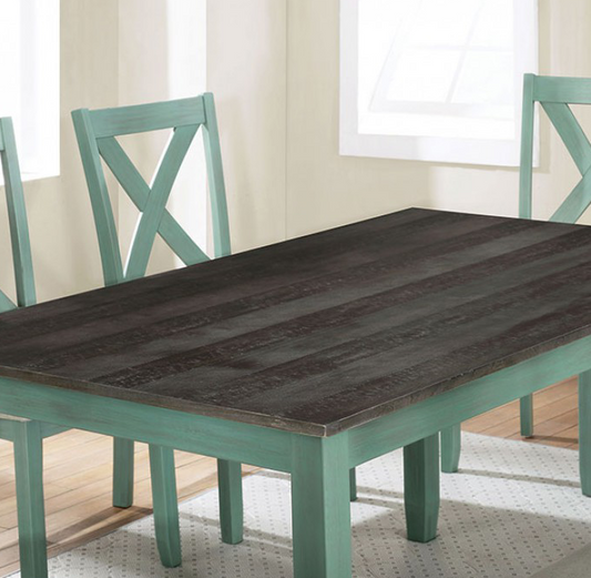 Anya 7pc Dining Set in Distressed Teal