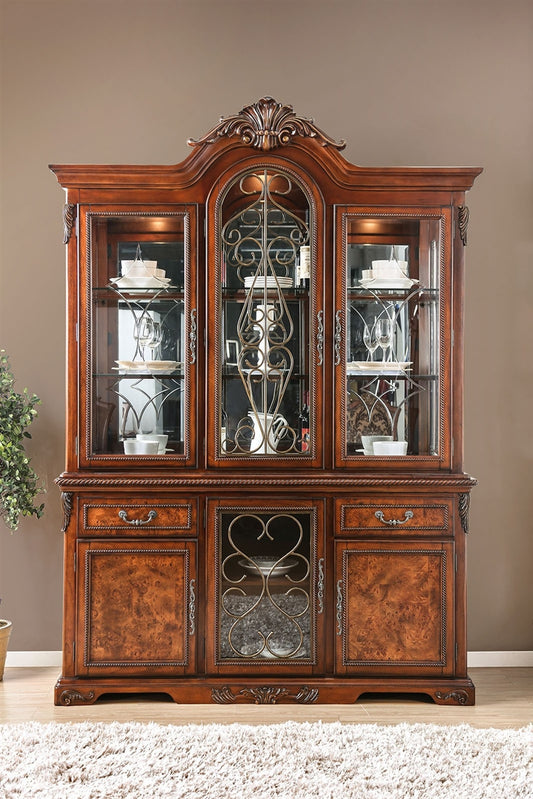 Lucie Traditional Brown Cherry Hutch & Buffet
