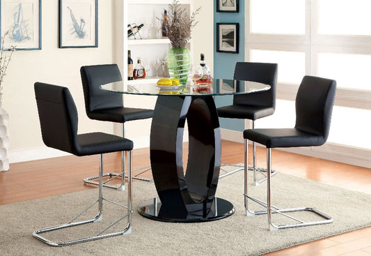 Lodia Modern Black Lacquer 5 Piece Counter Height Dining Set