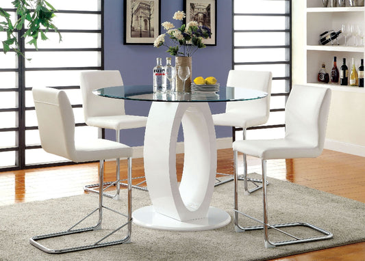Lodia Modern White Lacquer 5 Piece Counter Height Dining Set