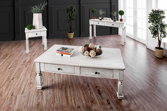 Joliet Transitional Coffee Table in Antique White