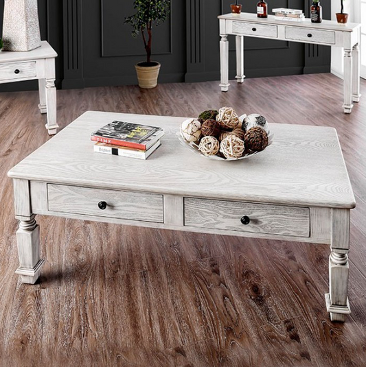 Joliet Transitional Coffee Table in Antique White