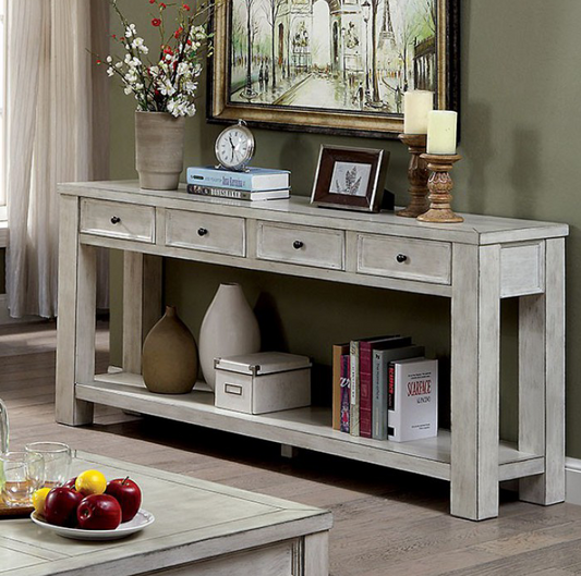 Meadow Antique White Rustic Sofa Table