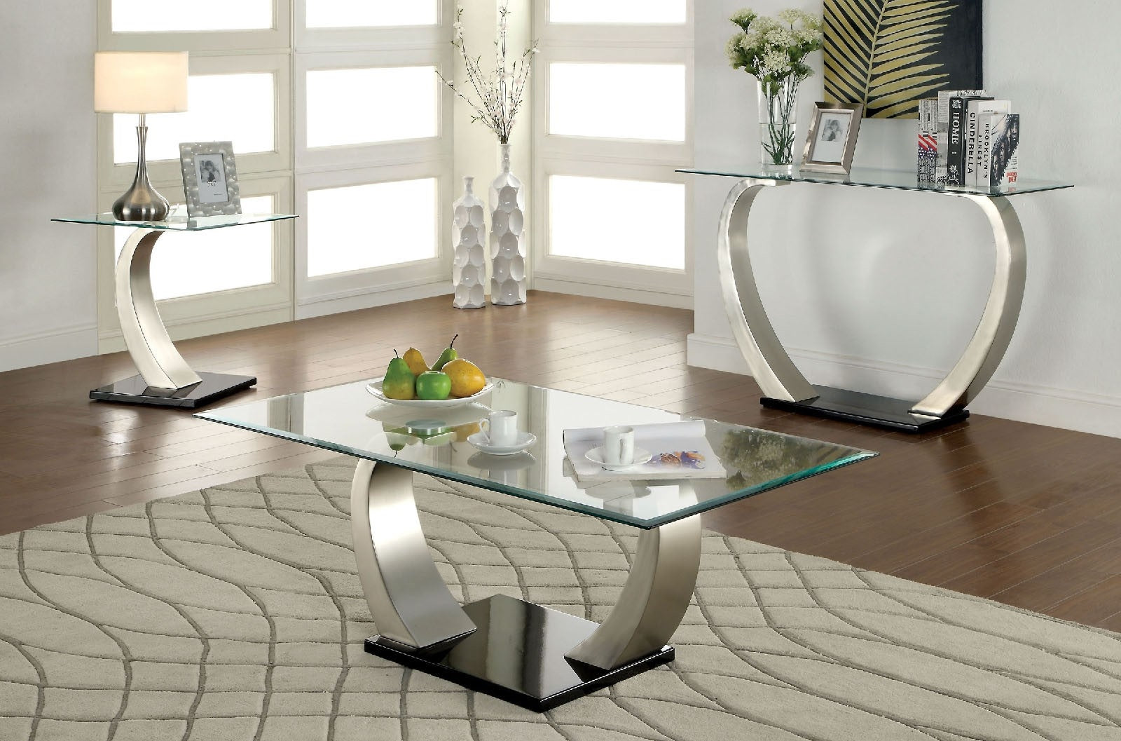 Rox Contemporary Curved Pedestal Coffee Table