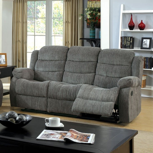 Millville Transitional Plush Grey Reclining Sofa