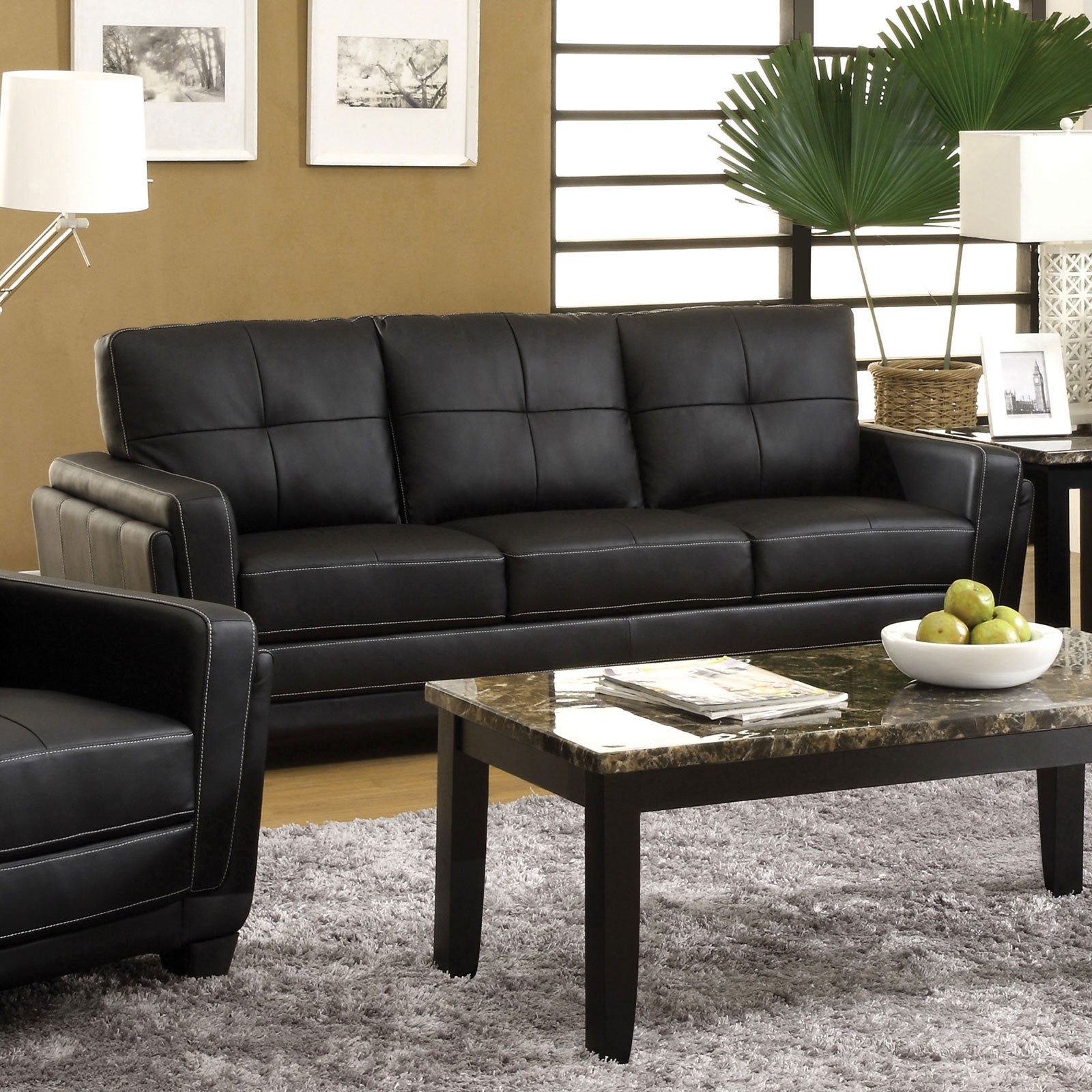Opoiar Black Faux Leather Futon Sofa Bed Couch,3 Russia