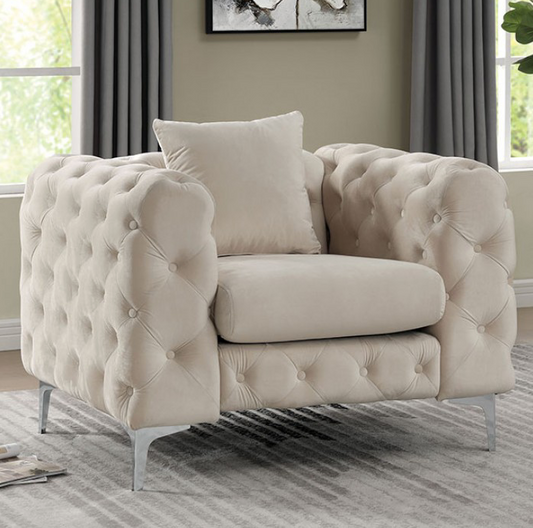 Sapphire Tufted Chair in Flannelette - Furniture of America