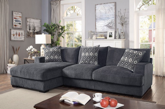 Kaylee Plush Gray L-Sectional w- Fitted Pillow Back